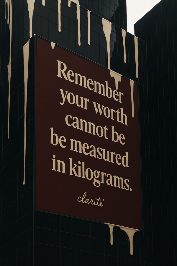 Brown sign with motivational quote on a dark background