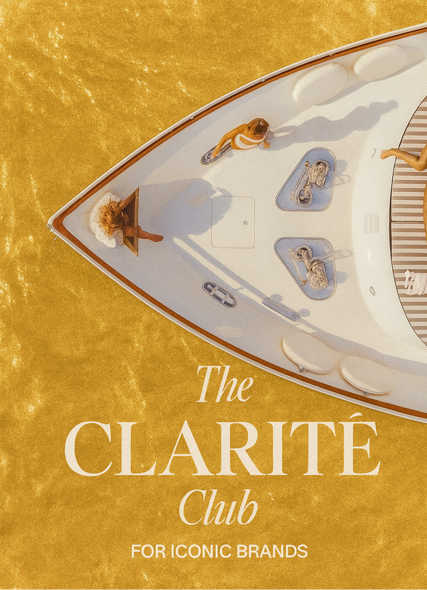 Yacht on a yellow background with 'The Clarité Club' text.
